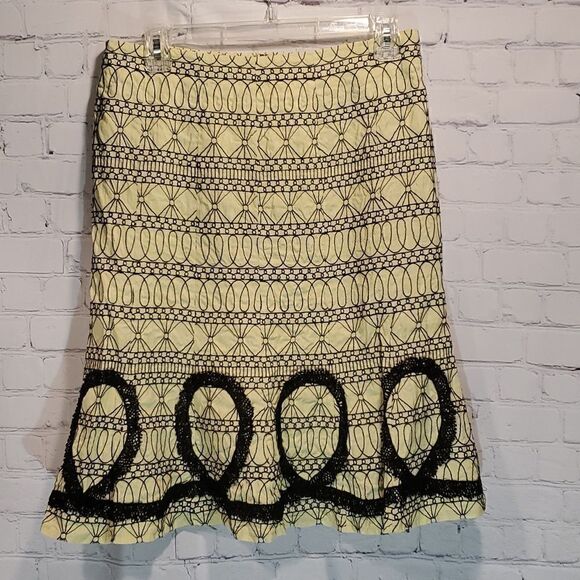 WD NY linen blend A line embroidered skirt size 6 - Picture 1 of 9